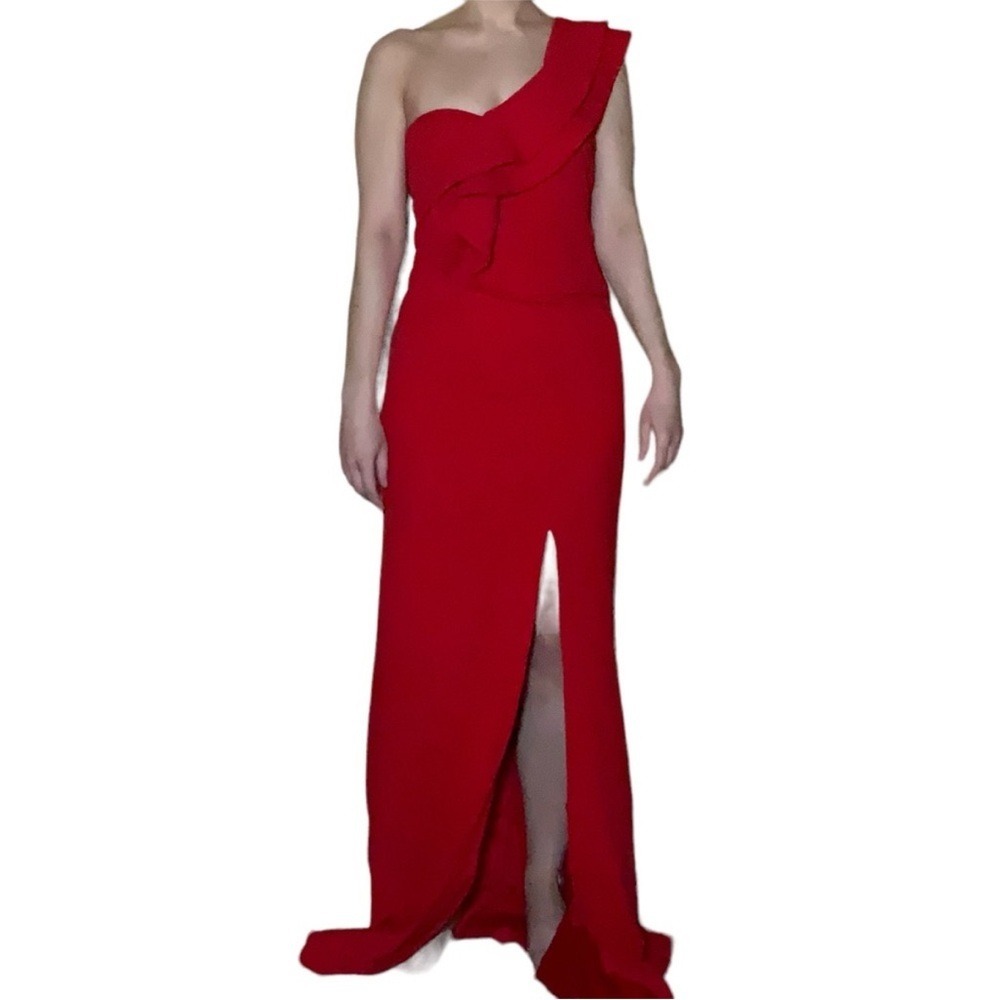 Lulus Dress‎ Womens Small Red Evening One Shoulder Floor Length Formal Gown